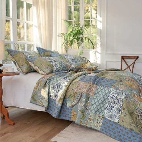 Secgo Queen Comforter Set - 100 Cotton Reversible Patchwork