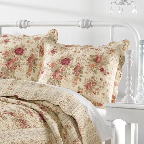 Greenland Home Antique Rose 100 Cotton Pillow Sham 20x26-inch Ecru