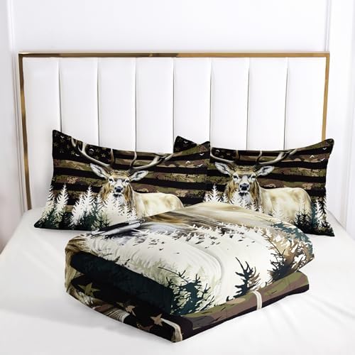 Ntlfup Deer Comforter Set for Boys Kids Teens