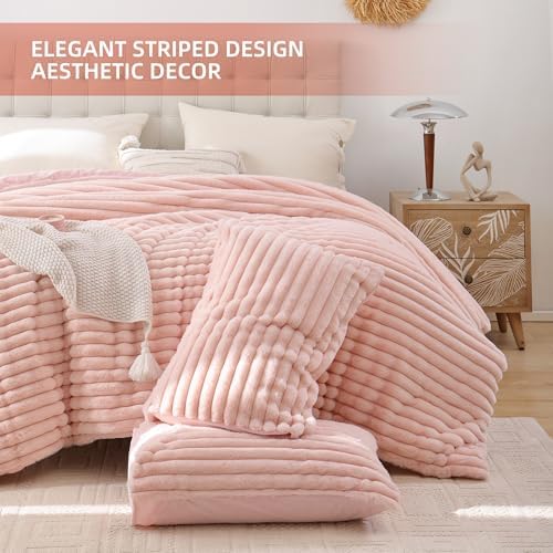 Smoofy Fluffy 3-Piece Comforter Set - Blush Pink Faux Fur