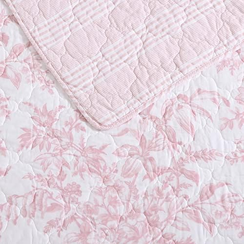 Laura Ashley King Quilt Set with Shams - Bedford Pink