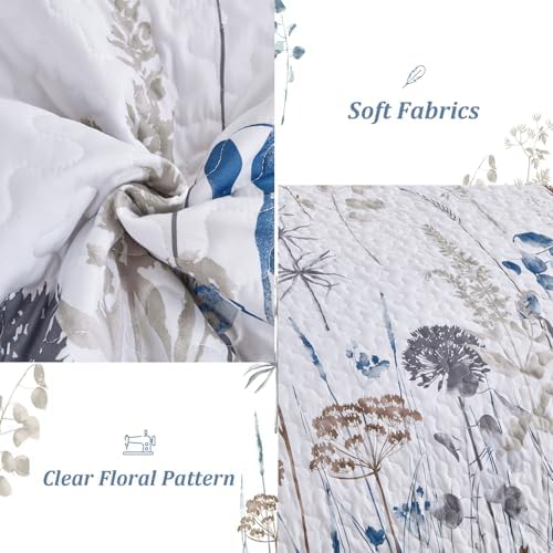 Dobuyly Floral Botanical Quilt Bedding Set 3 Pieces