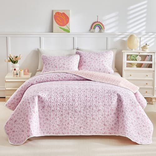 Joyreap 2-Piece Floral Cotton Quilt Set for Girls