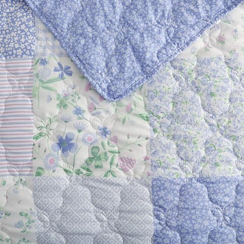 Laura Ashley Kids Full Quilt Set - Parker Patchwork Purple 1