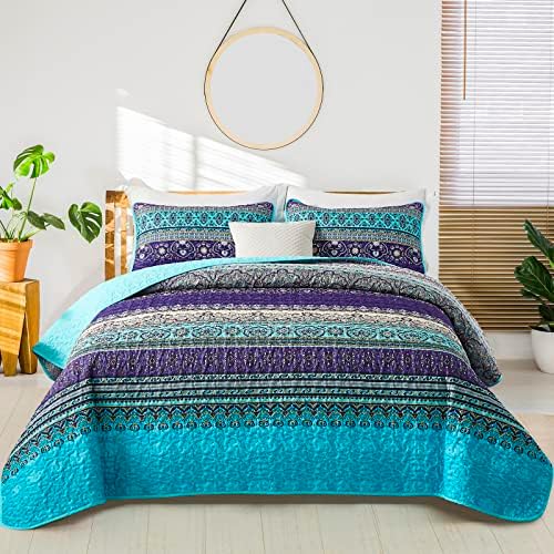 WONGS BEDDING Boho Queen Quilt Set 96x90