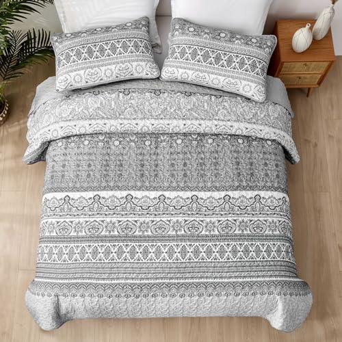 WONGS BEDDING Boho Queen Quilt Set 3 pcs