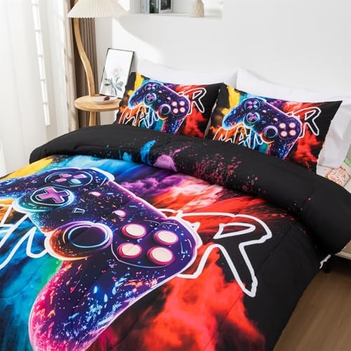 Aimuan Gamer Comforter Set for Boys 3D Gamepad Design Twin