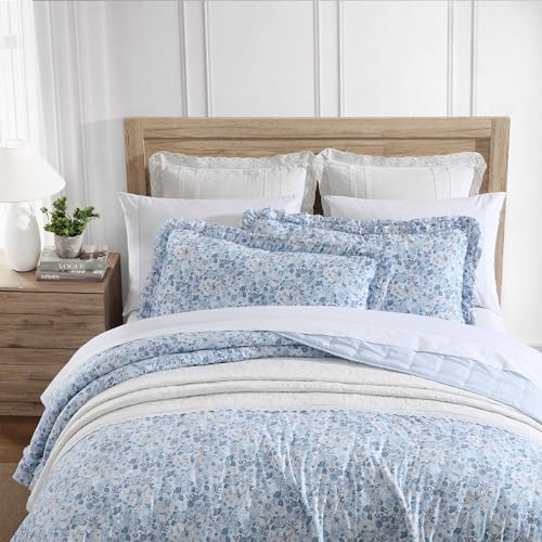 Laura Ashley Queen Quilt Set with Ruffle Shams