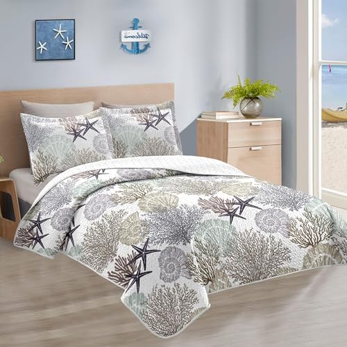 Tritard 3 Piece Coastal Quilt Set King Size