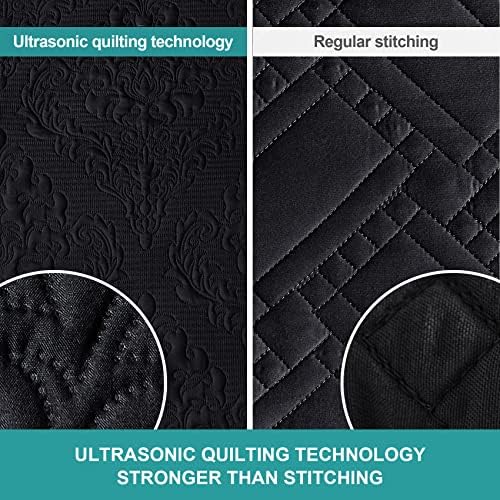 Hansleep Black Quilt Queen Set - 3 Piece Damask Ultra Soft Coverlet Bedding