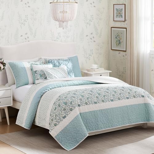 Madison Park Cotton Quilt Set Shabby Chic Floral Print