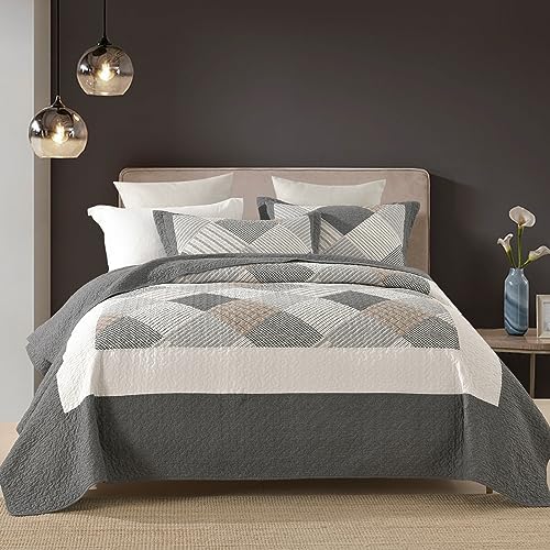 DUOHONG King Size Quilt Bedspread Set 3 Pcs