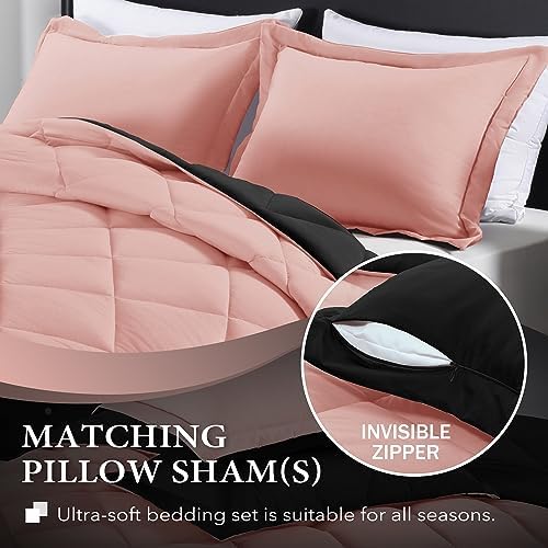Downluxe Queen Comforter Set - Pink and Black 1