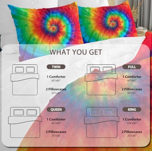 BlessLiving Tie Dye Comforter Twin Set for Kids 1