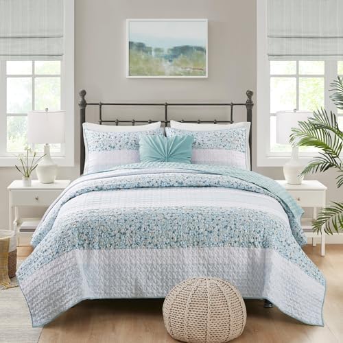 Madison Park King Quilt Set with Shams and Throw Pillow
