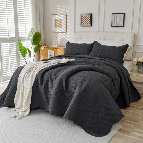 EVENHUG Quilt Set King Size Dark Grey 120x120