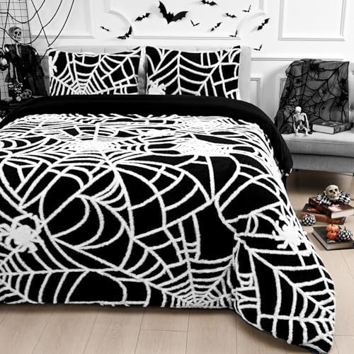 Yinhua Halloween Queen Comforter Set with Spider Web Design
