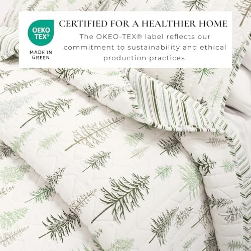 Great Bay Home 3-Piece Reversible Forest Cabin Bedspread King Quilt Set