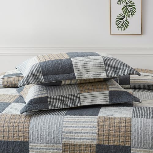 Y-PLWOMEN Plaid Twin Quilt Set 2-Pieces