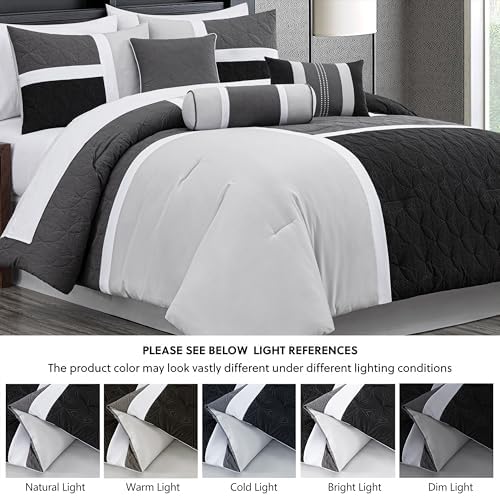Chezmoi Upland 7-Piece Patchwork Comforter Set Queen
