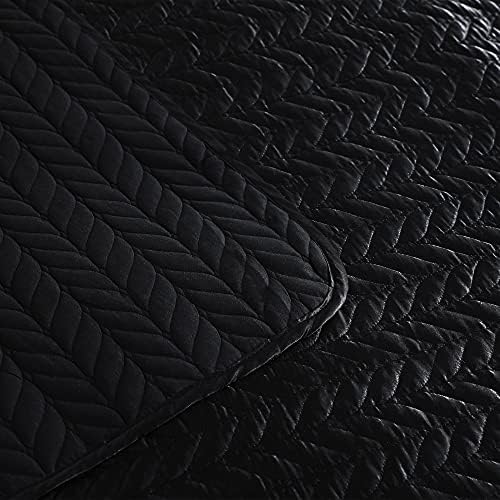 Whale Flotilla Silky Soft Satin Quilt Set Black King Size