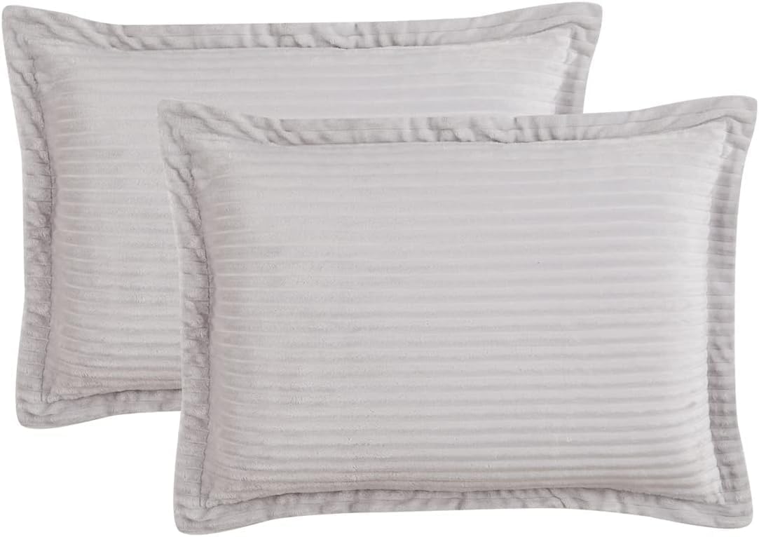 Hearth Harbor Premium Flannel Duvet Cover Set - 3 PC Silver Gray