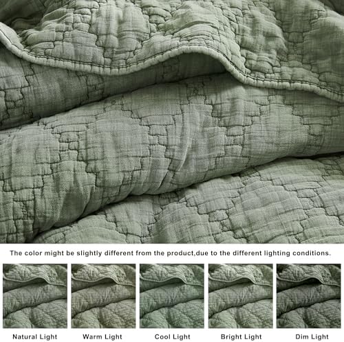 Palassio Olive Green Queen Quilt Set with 2 Shams