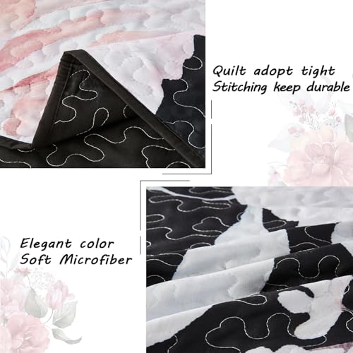 Yogeneg Pink Floral Full Queen Quilt Set