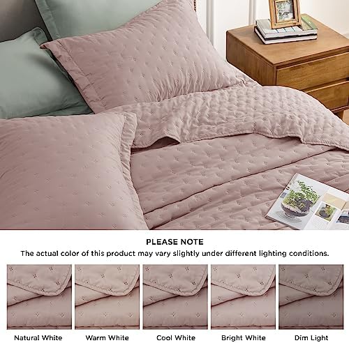 Bedsure King Quilt Set - Ultra Soft Dusty Rose Bedspread