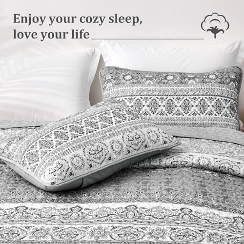 WONGS BEDDING Boho Queen Quilt Set 3 pcs