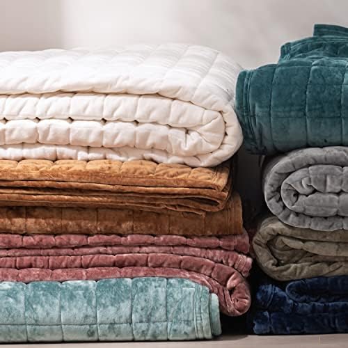 RECYCO Luxury Velvet Quilt Set King Size Navy Blue 1
