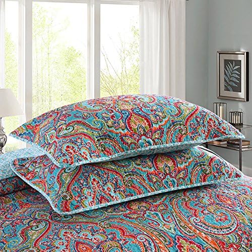 NEWLAKE Reversible Cotton Quilt Set with Floral Design Queen Size