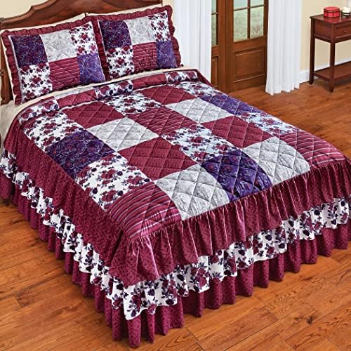 Collections Etc Patchwork Quilted 3-Tier Ruffled Bedspread