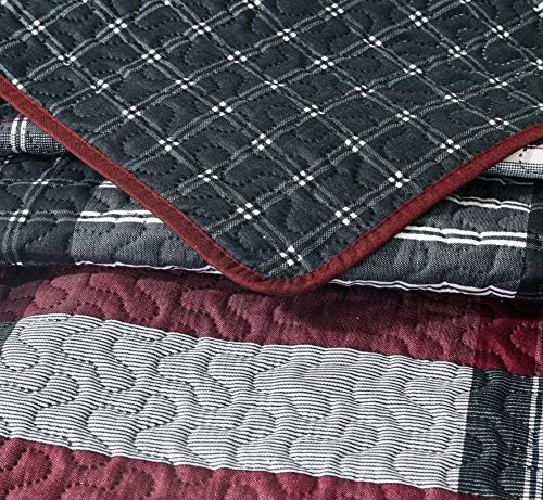 All American Collection 3pc Plaid Reversible Bedspread Set 1