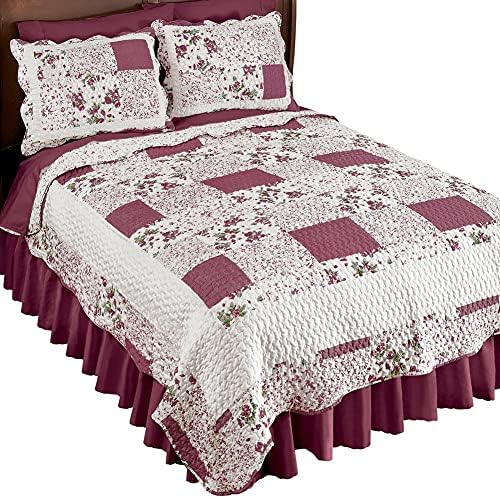 Collections Etc Hadley Floral Patchwork Reversible Quilt King