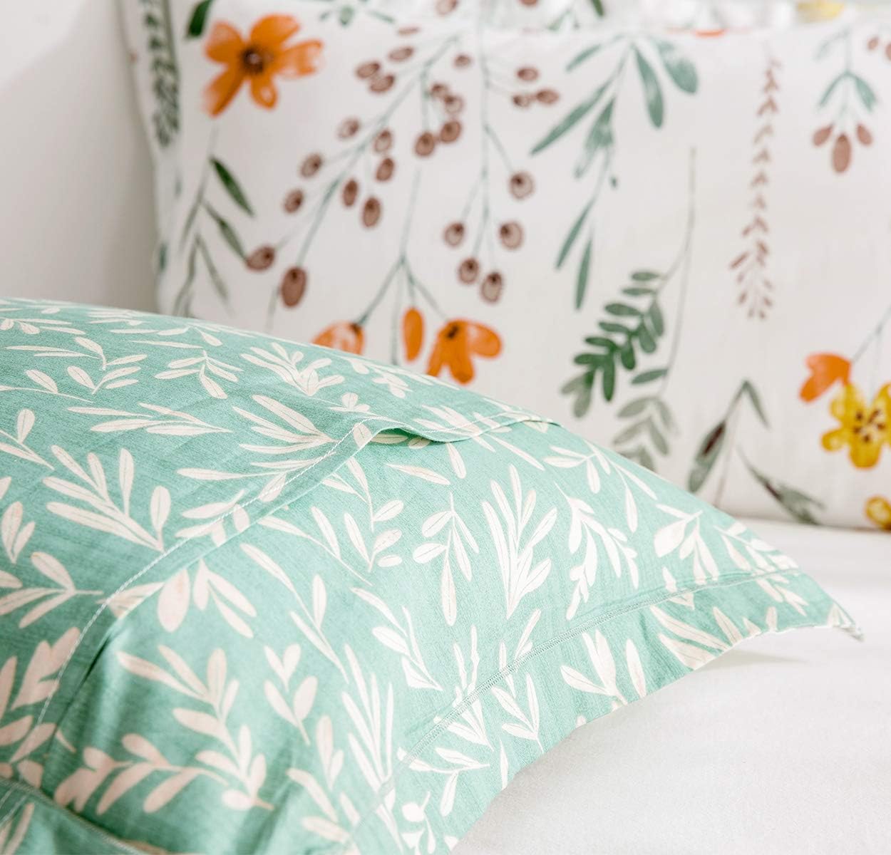 SLEEPBELLA King Size Comforter Set Yellow Flowers Green Botanical Print