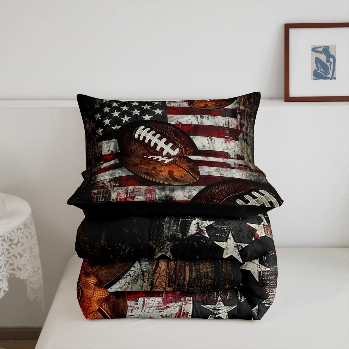 Feelyou American Football Comforter Set Kids Sports Theme