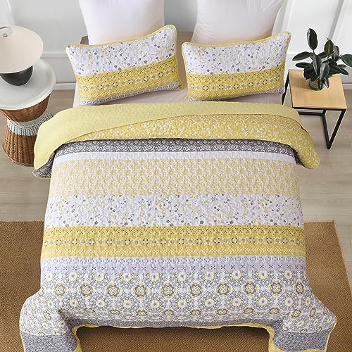 Wongs Boho Yellow Quilt Set King with Pillowcases