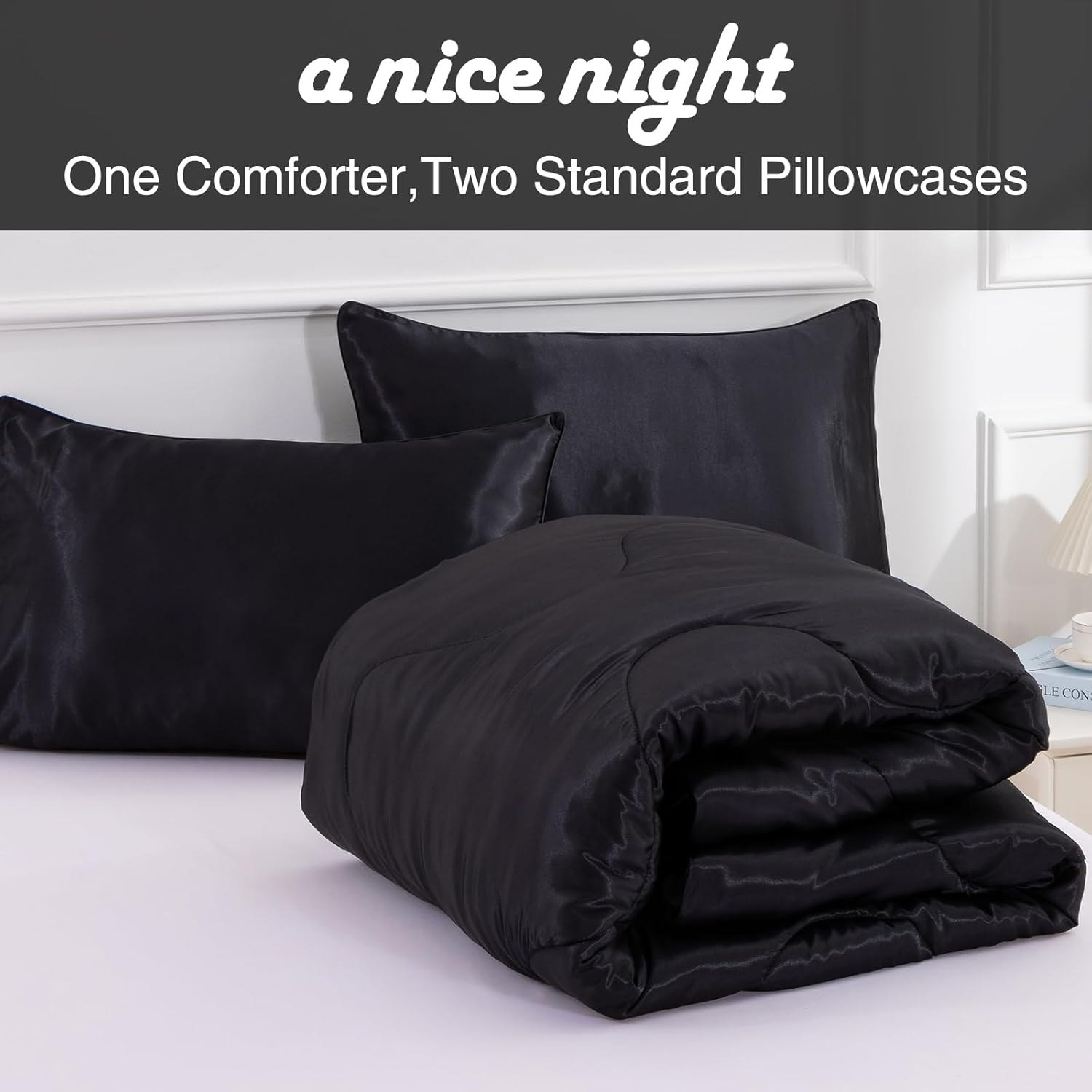 A Nice Night Satin Microfiber Comforter Set Queen Size