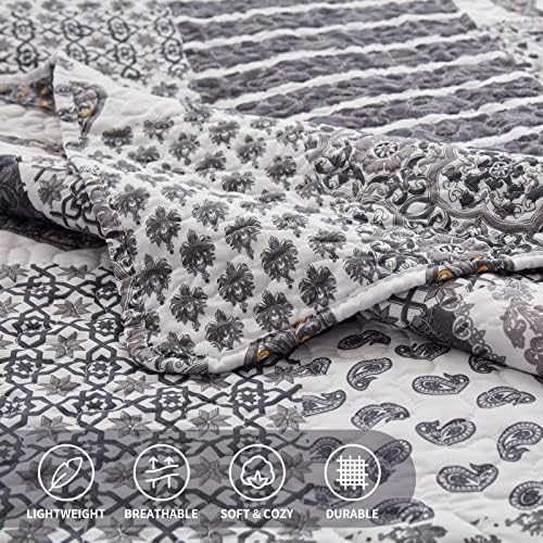 LEAONME King Size Quilt Set 3 Piece Reversible Bedding