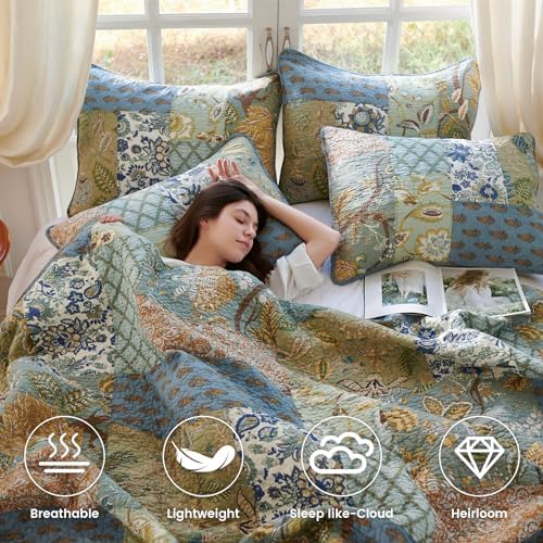 Secgo Queen Comforter Set - 100 Cotton Reversible Patchwork