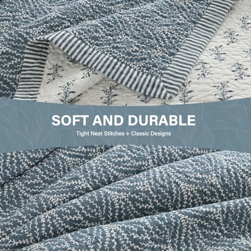 SahSahCasa King Quilt Set with Botanical Pattern