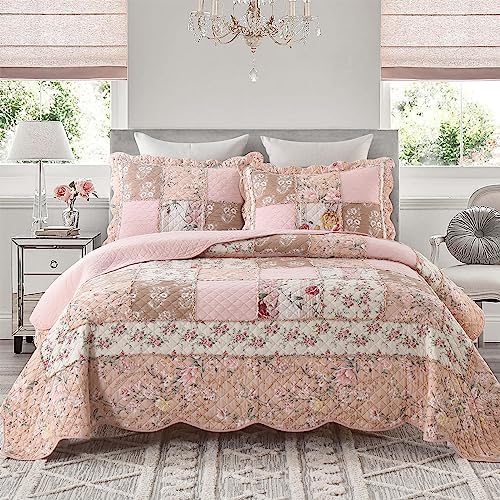 Yvooxny Queen Size Patchwork Floral Quilt Set