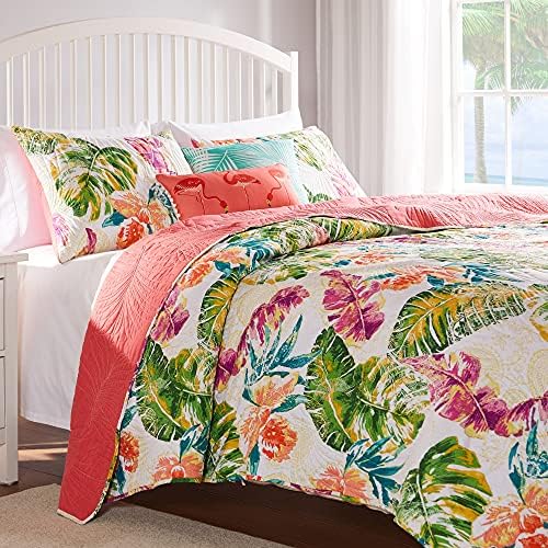 Greenland Home Tropics Coral Quilt Set 3-Piece FullQueen