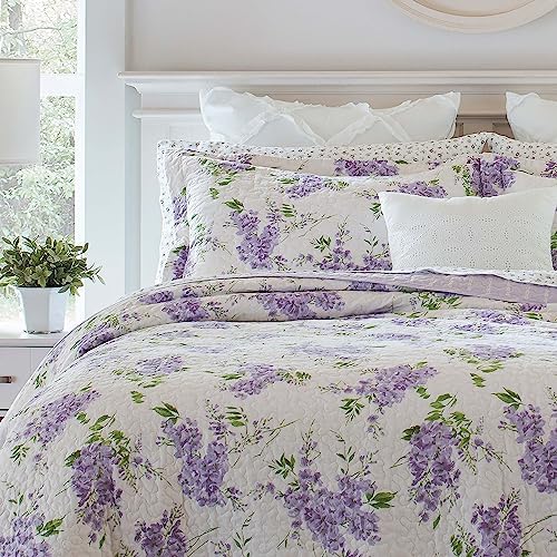 Laura Ashley Queen Quilt Set with Reversible Cotton Shams