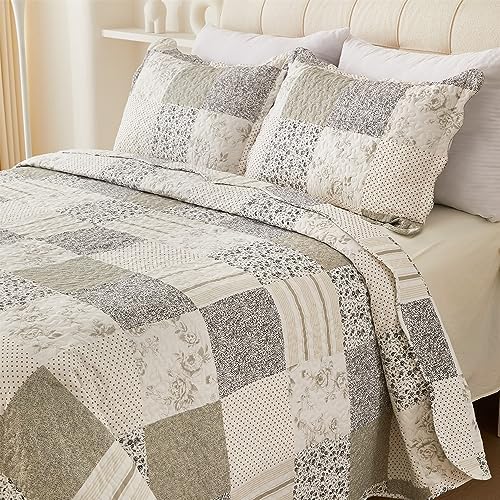 Cmfshape Grey Floral Reversible Quilt Set