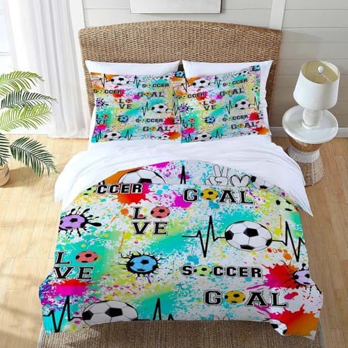 Fuzawet Soccer Comforter Set 3 Pieces Twin Bedding for All Ages