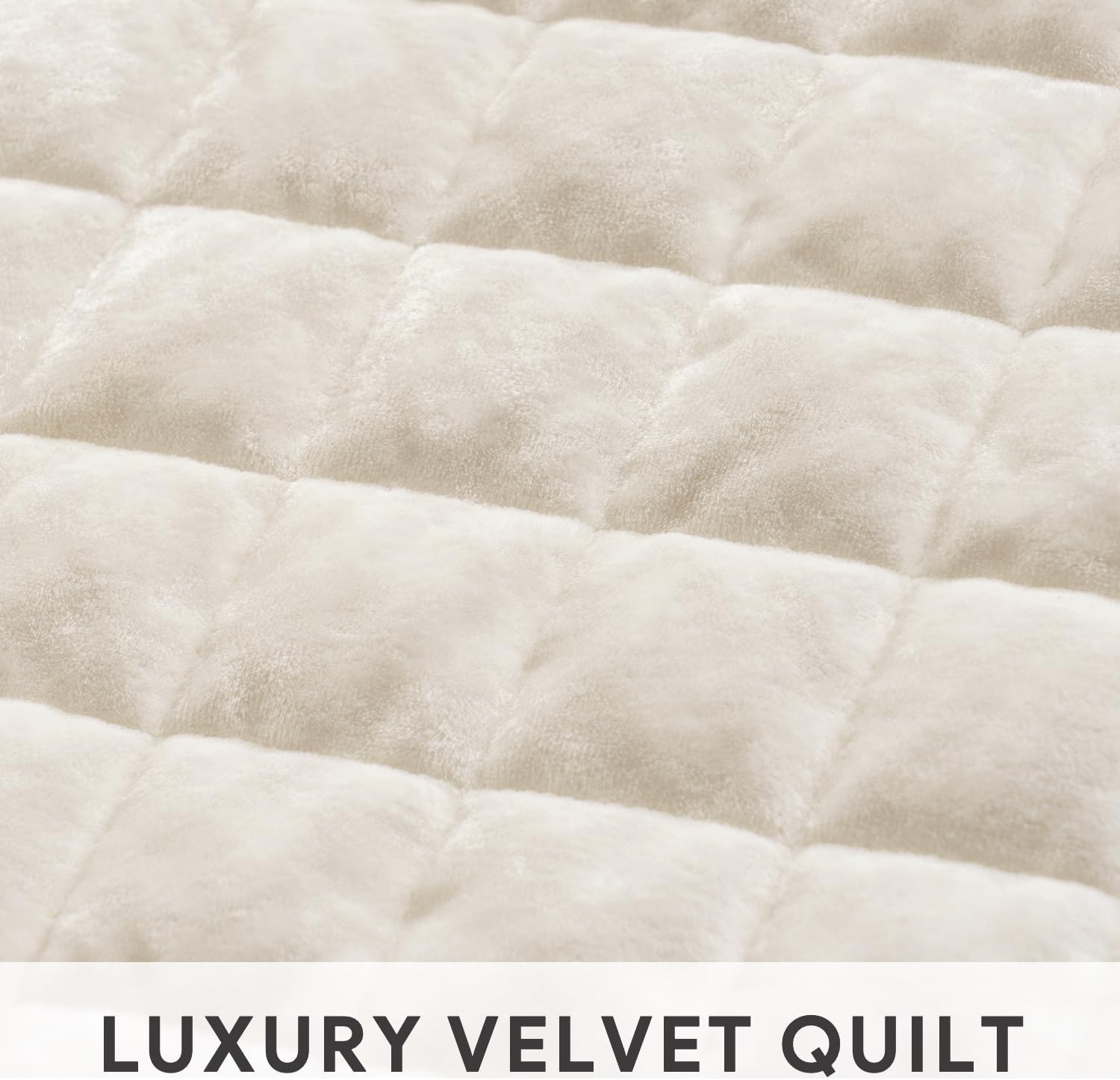 RECYCO Luxury Velvet Quilt Set King Size Cream White