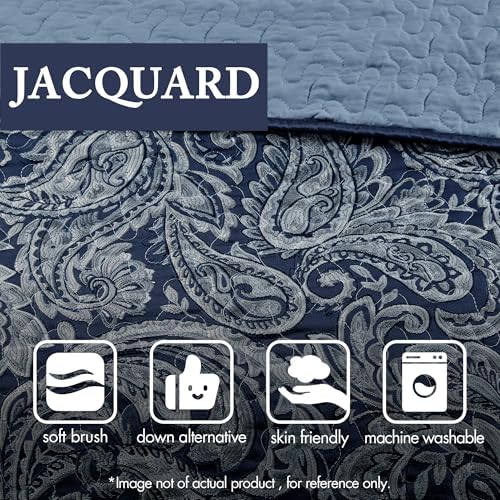 Madison Park Aubrey Reversible Quilted Bedspread Set Queen Navy 5 Piece