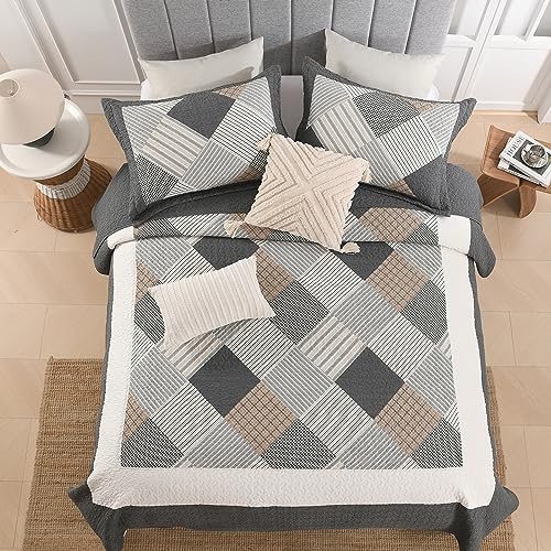 DUOHONG King Size Quilt Bedspread Set 3 Pcs